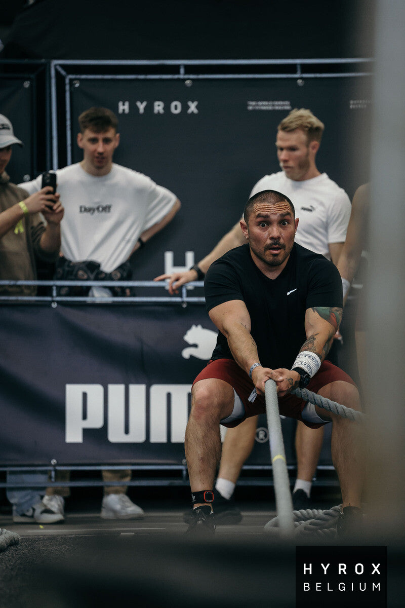 Coach Gutti training at Hyrox Belgium